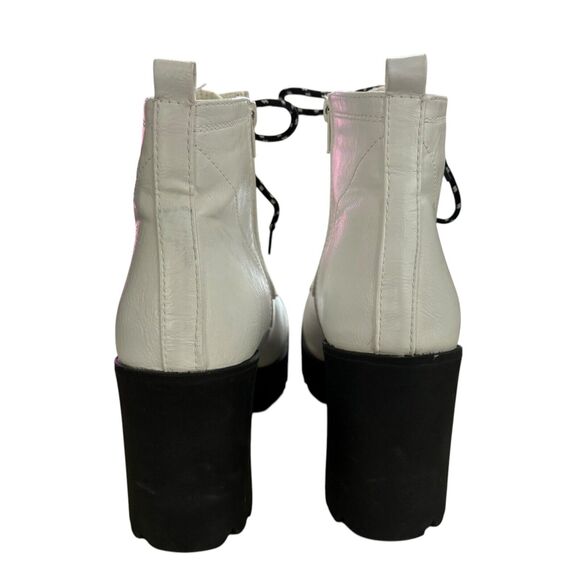 Seven 7 Size 10 Combat Boots Platform Lace Up Block Heel White Fairy Grunge - Picture 3 of 7